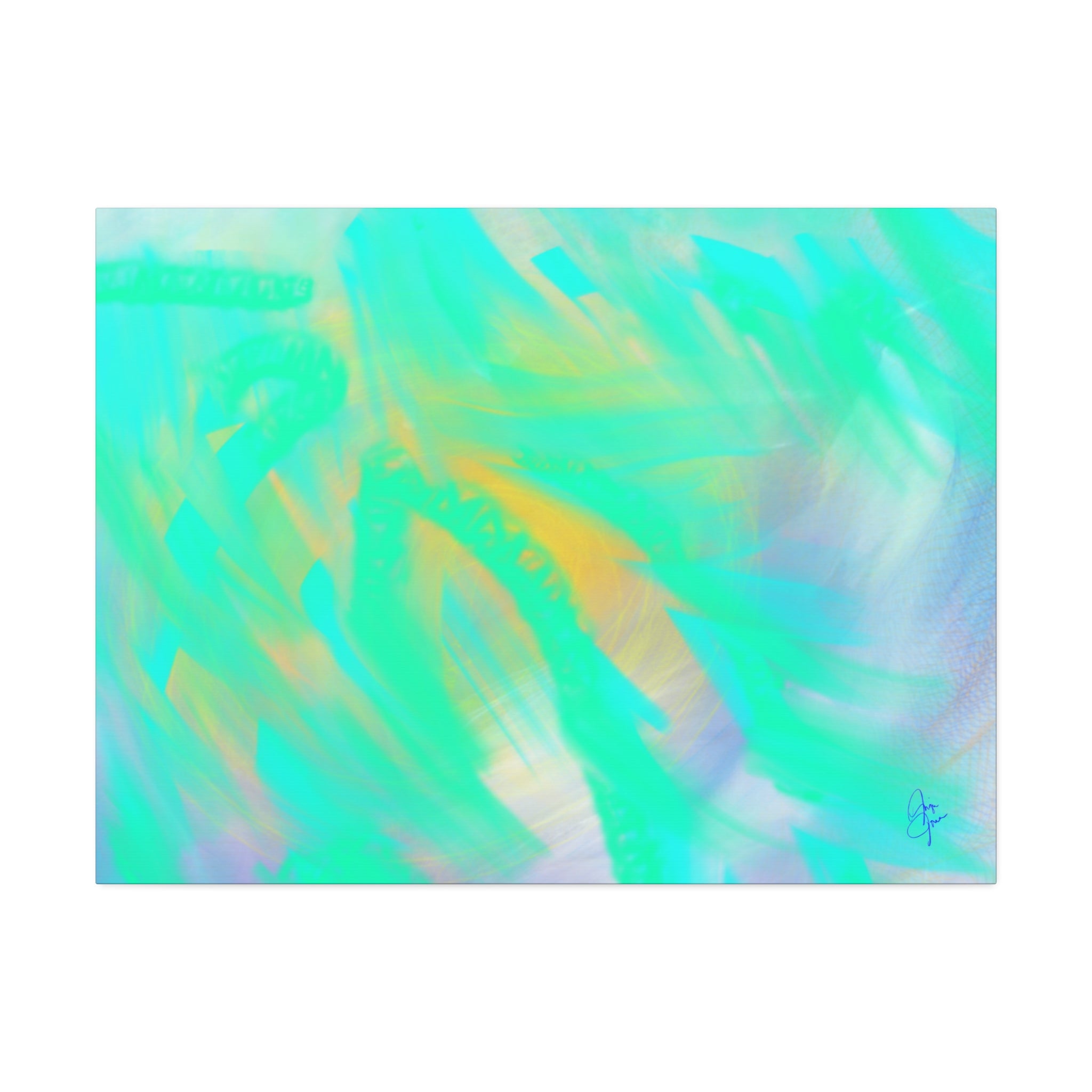 Turquoise Abstract Canvas Print – Ocean Breeze Stretched Wall Art