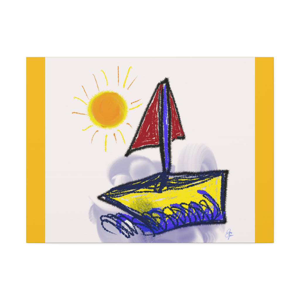 Whimsical Sailboat Canvas — Child's Room Wall Art