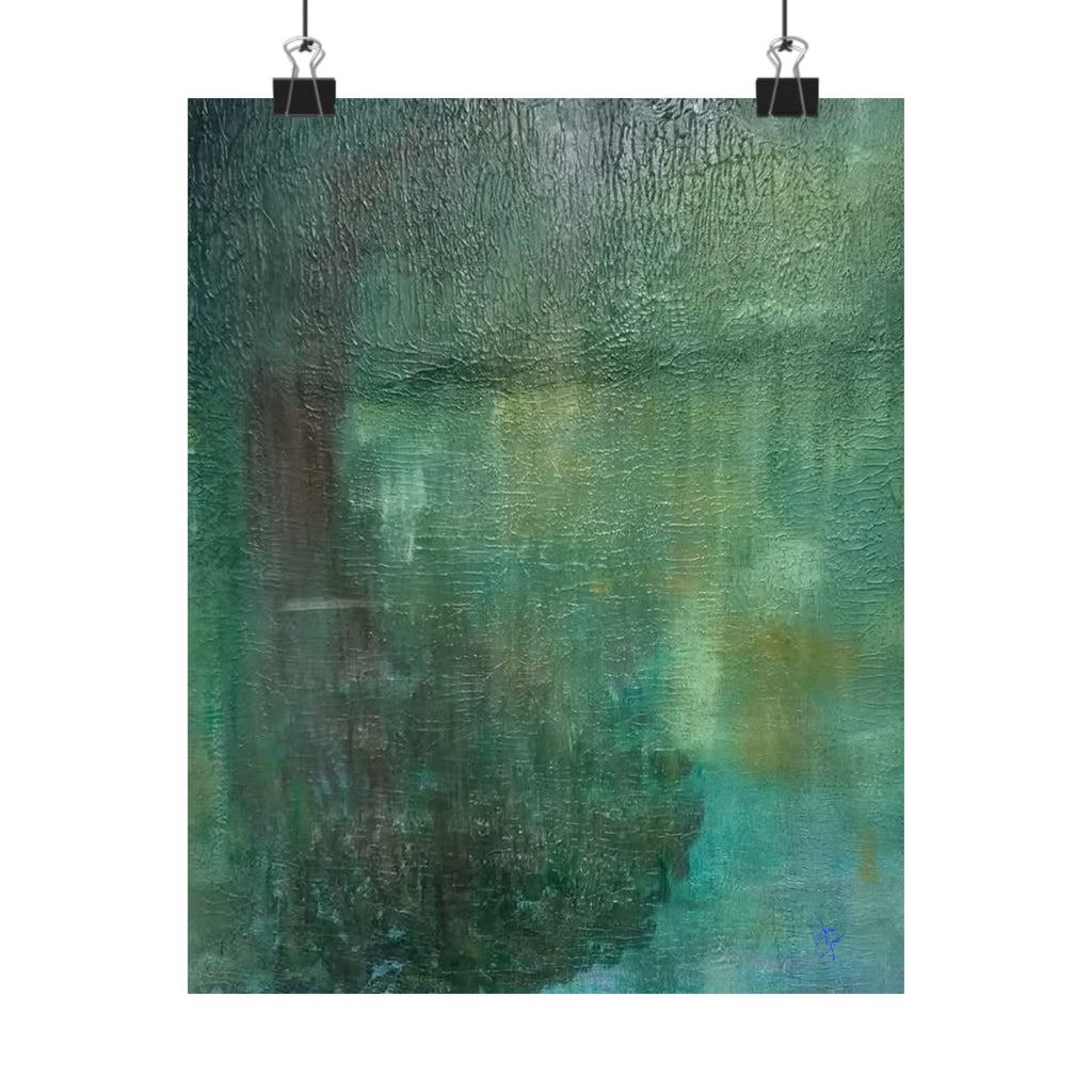 Abstract Teal Canvas Matte Poster — Serene Green Wall Art