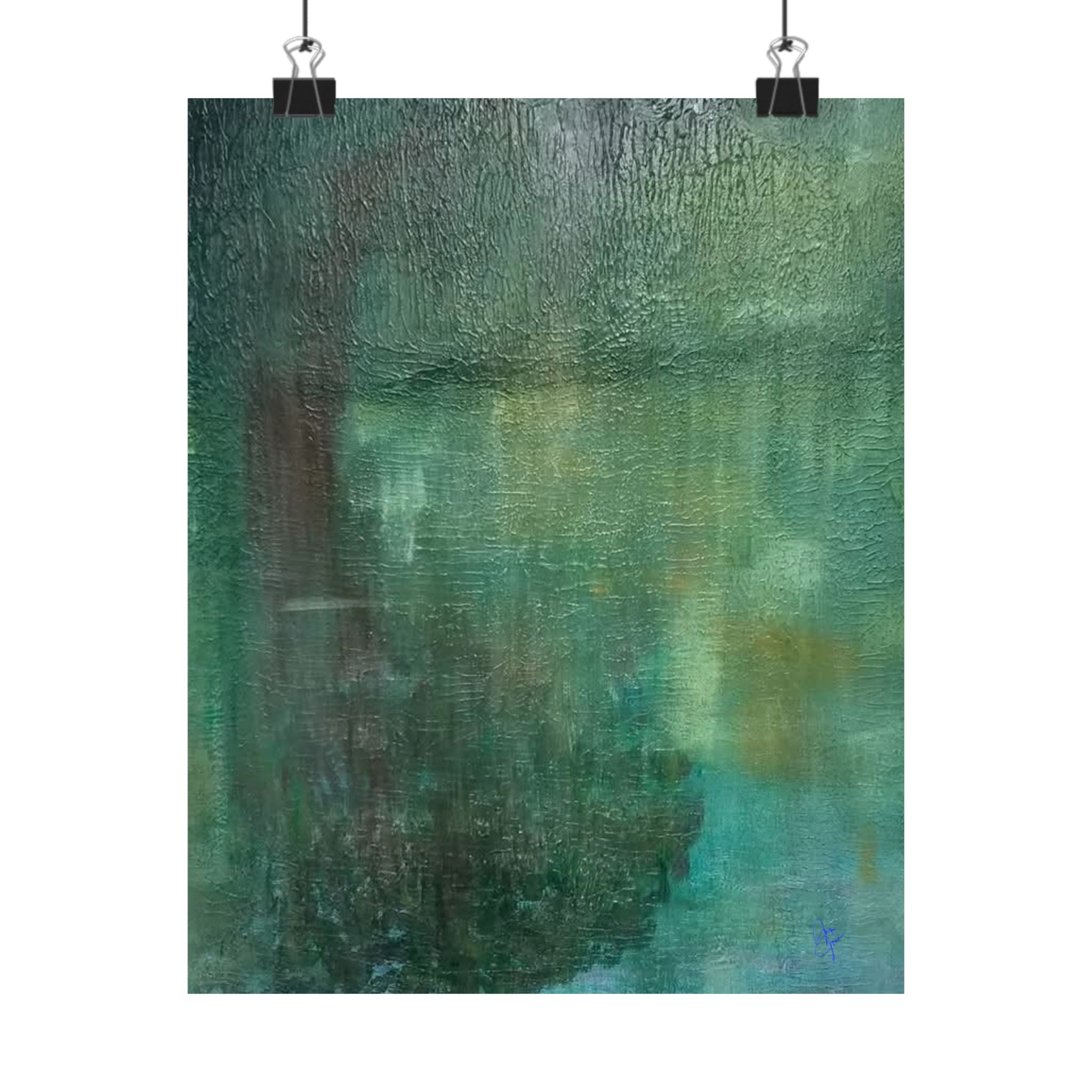 Abstract Teal Canvas Matte Poster — Serene Green Wall Art