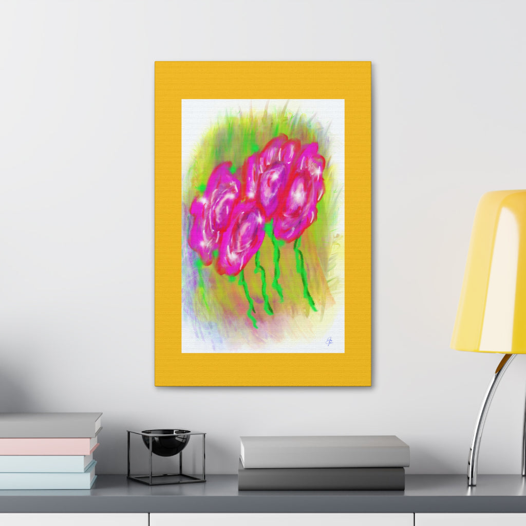 Pink Floral Pop Canvas Art — Stretched 1.5" Wall Print