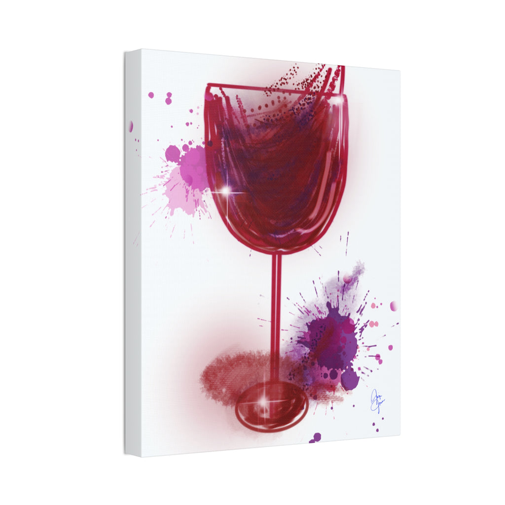 Wine Glass Art Canvas — Red Wine Splash Stretched Wall Art (1.5" Depth)