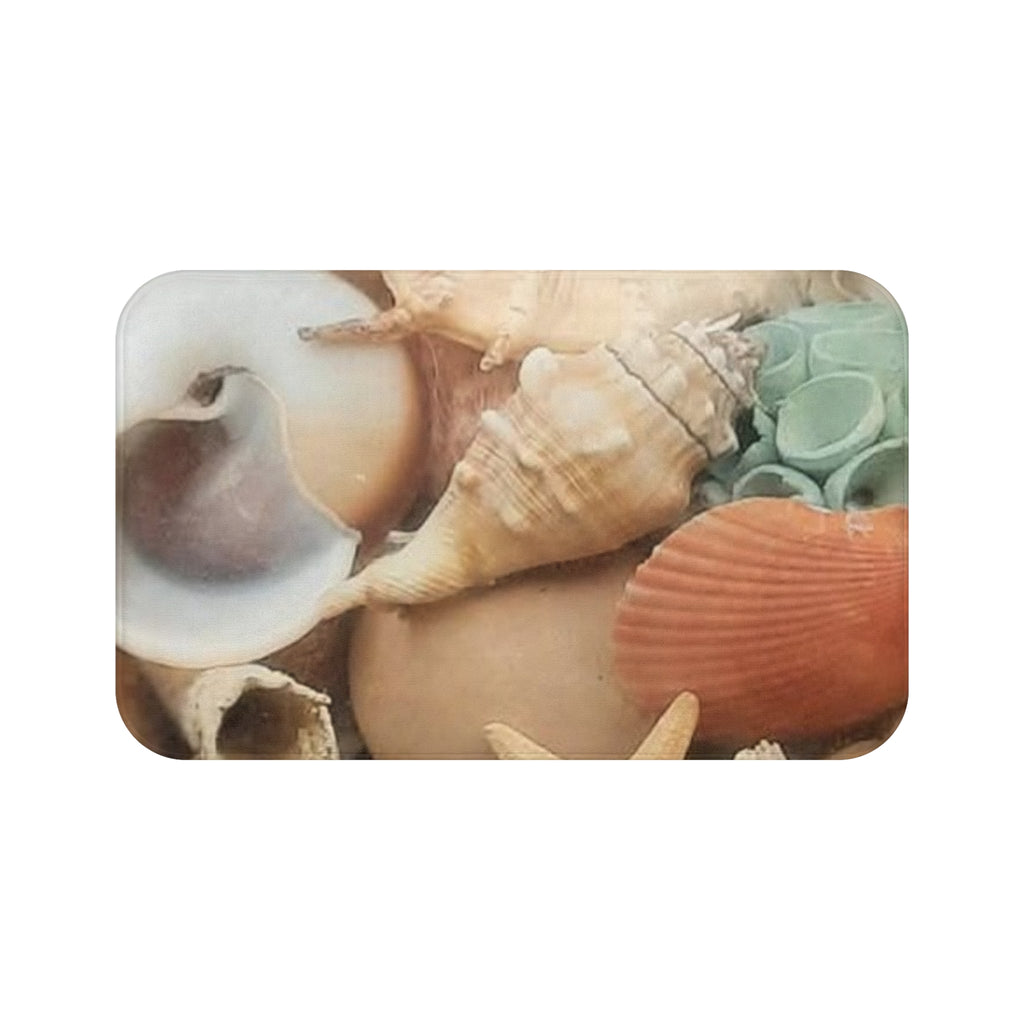Seashell Beach Bath Mat — Nautical Coastal Bathroom Rug