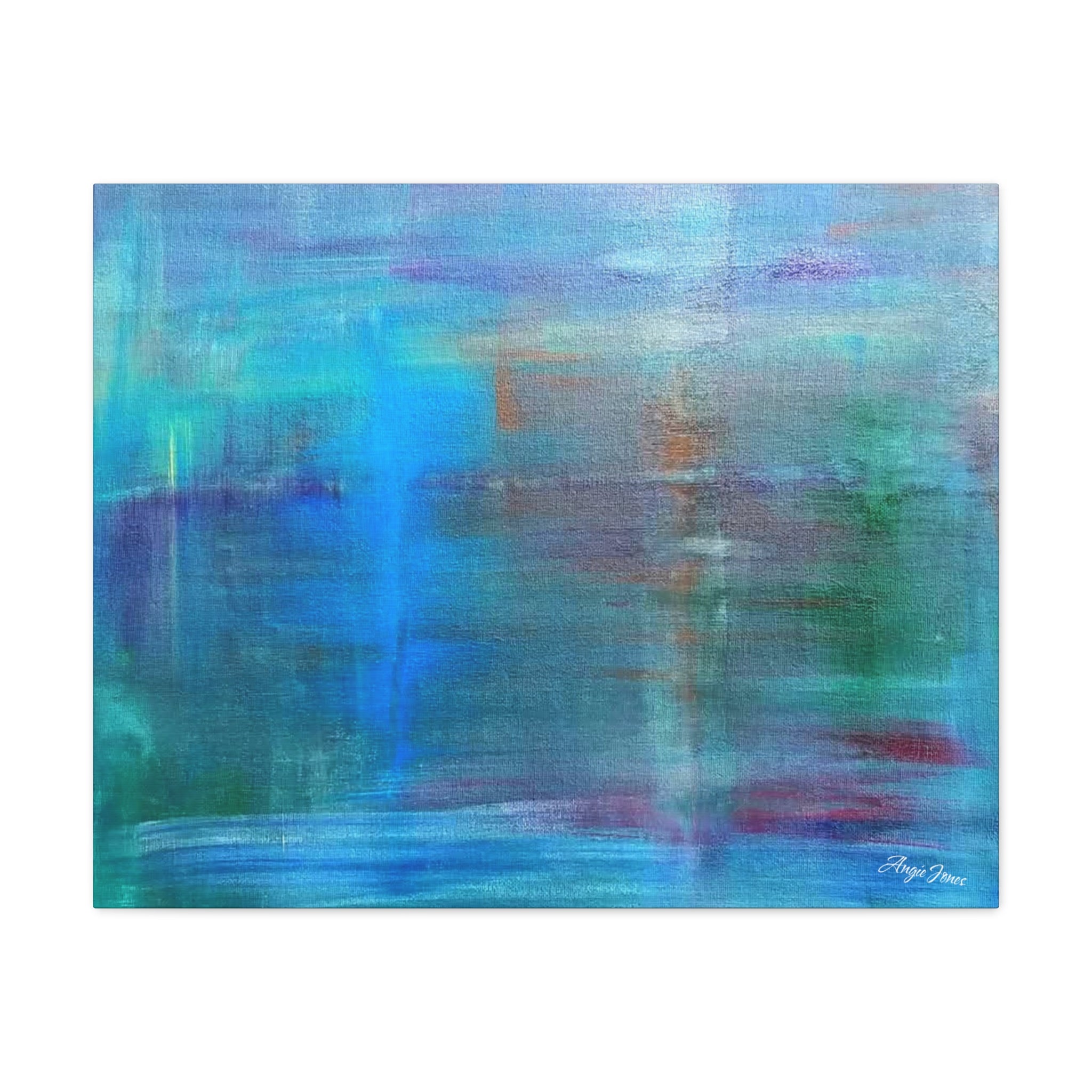 Abstract Blue-Green Matte Canvas Print – Stretched 1.25" Wall Art