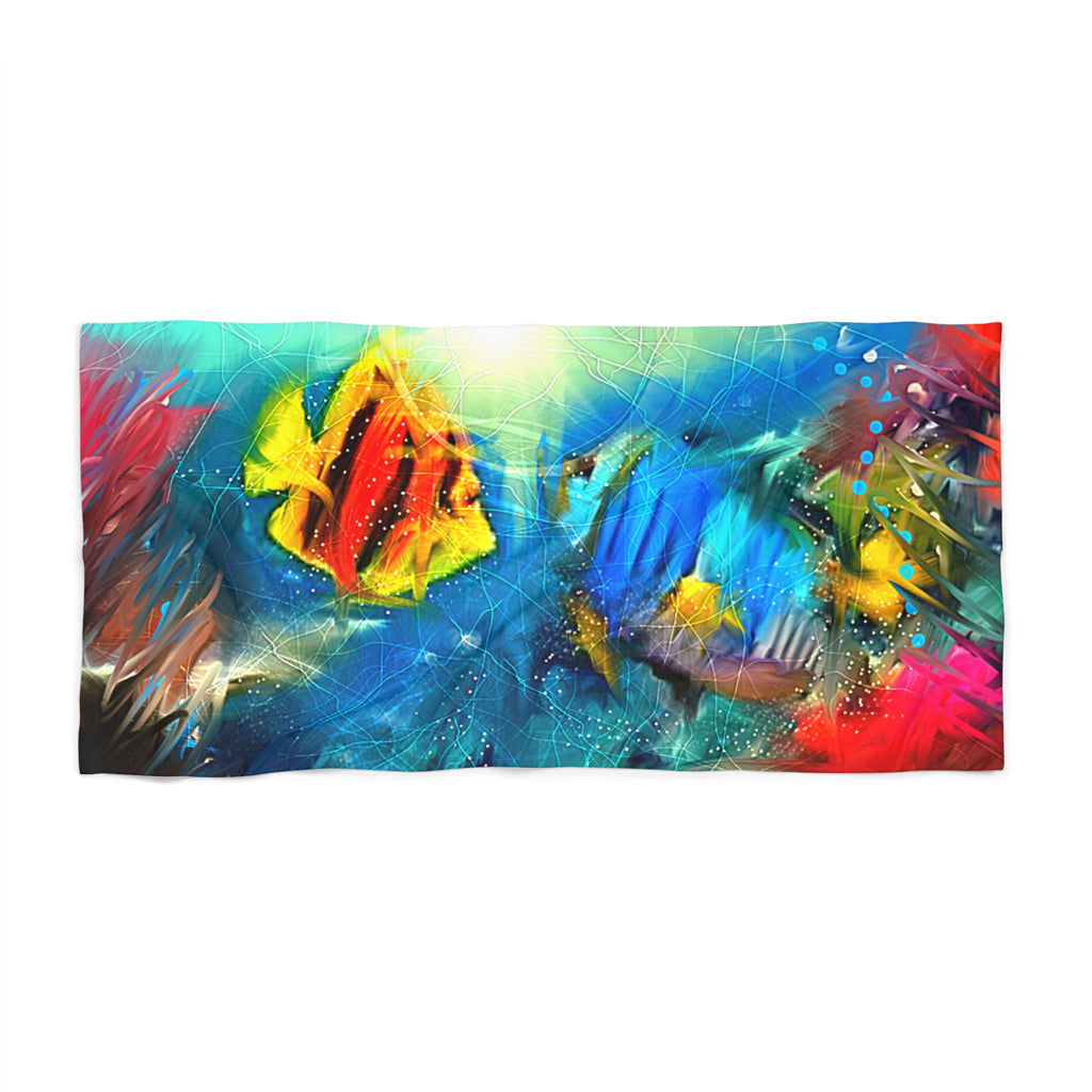 Tropical Fish Beach Towel – Vibrant Abstract Ocean Design