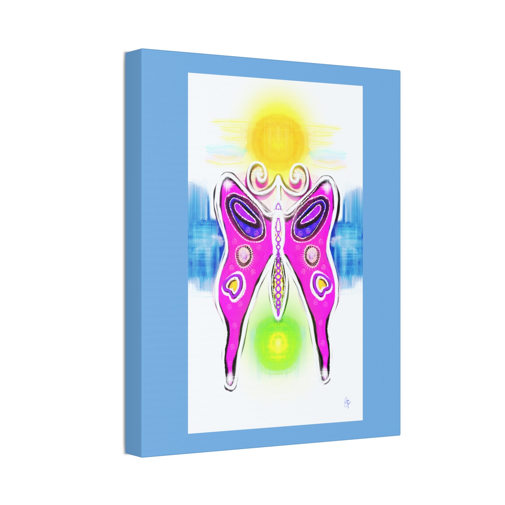 Abstract Pink Butterfly Canvas - Vibrant Stretched Wall Art