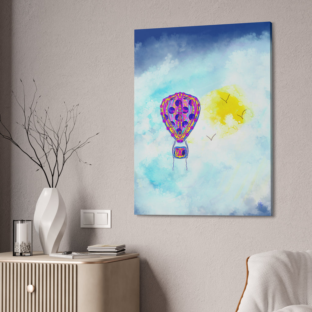 Hot Air Balloon Canvas Art – Whimsical Sunshine Nursery Wall Décor (Stretched Canvas)