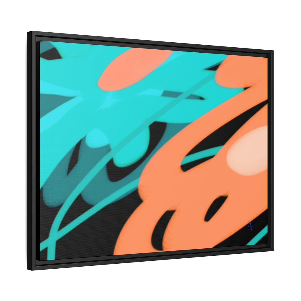 Abstract Teal & Coral Splash Framed Canvas