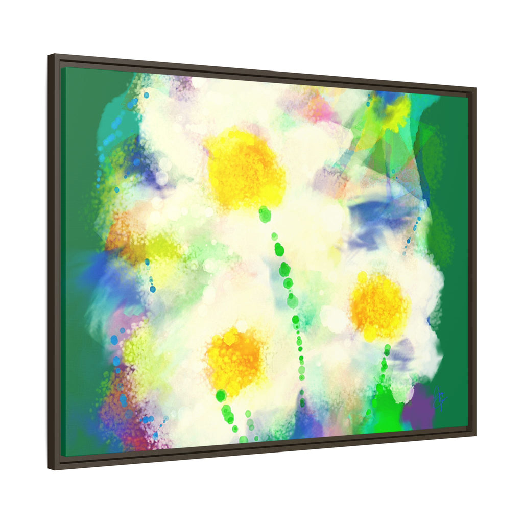 Framed Matte Canvas - Watercolor Yellow Floral Abstract Wall Art
