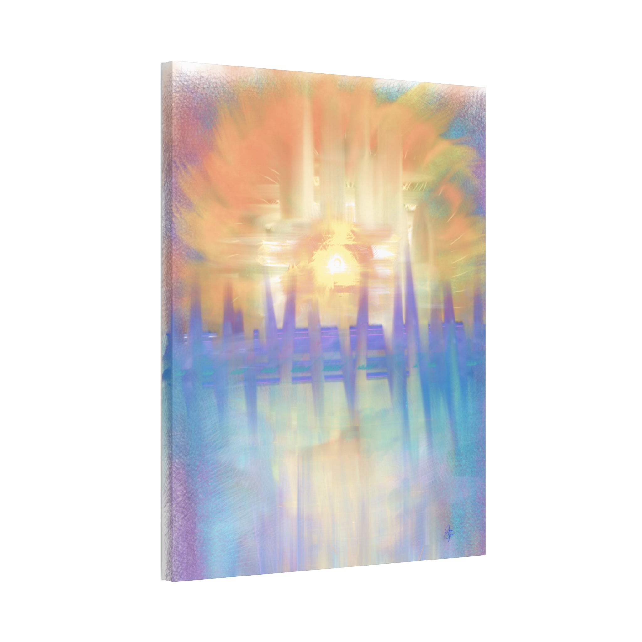 Sunrise Dreamscape Canvas Wall Art — Pastel Abstract Stretched Canvas (1.5")