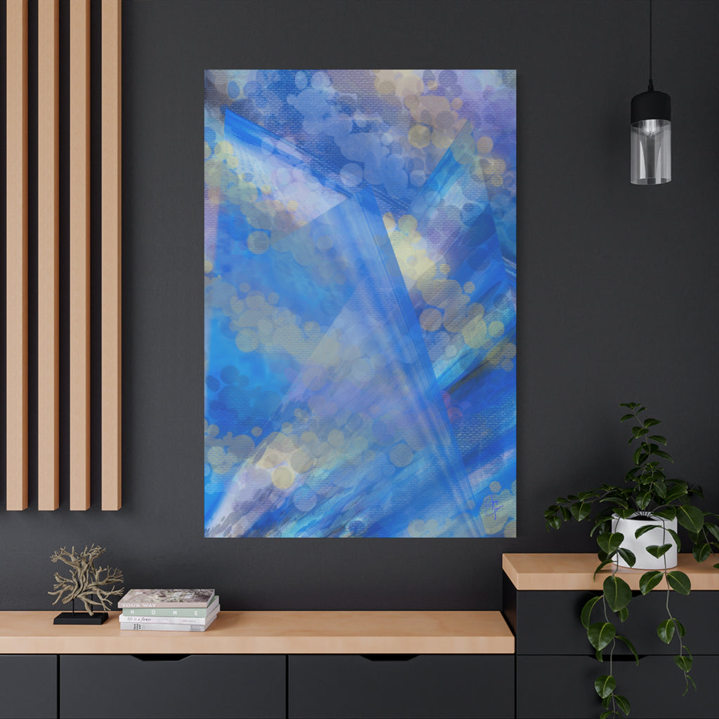 Abstract Blue Bokeh Matte Canvas Wall Art