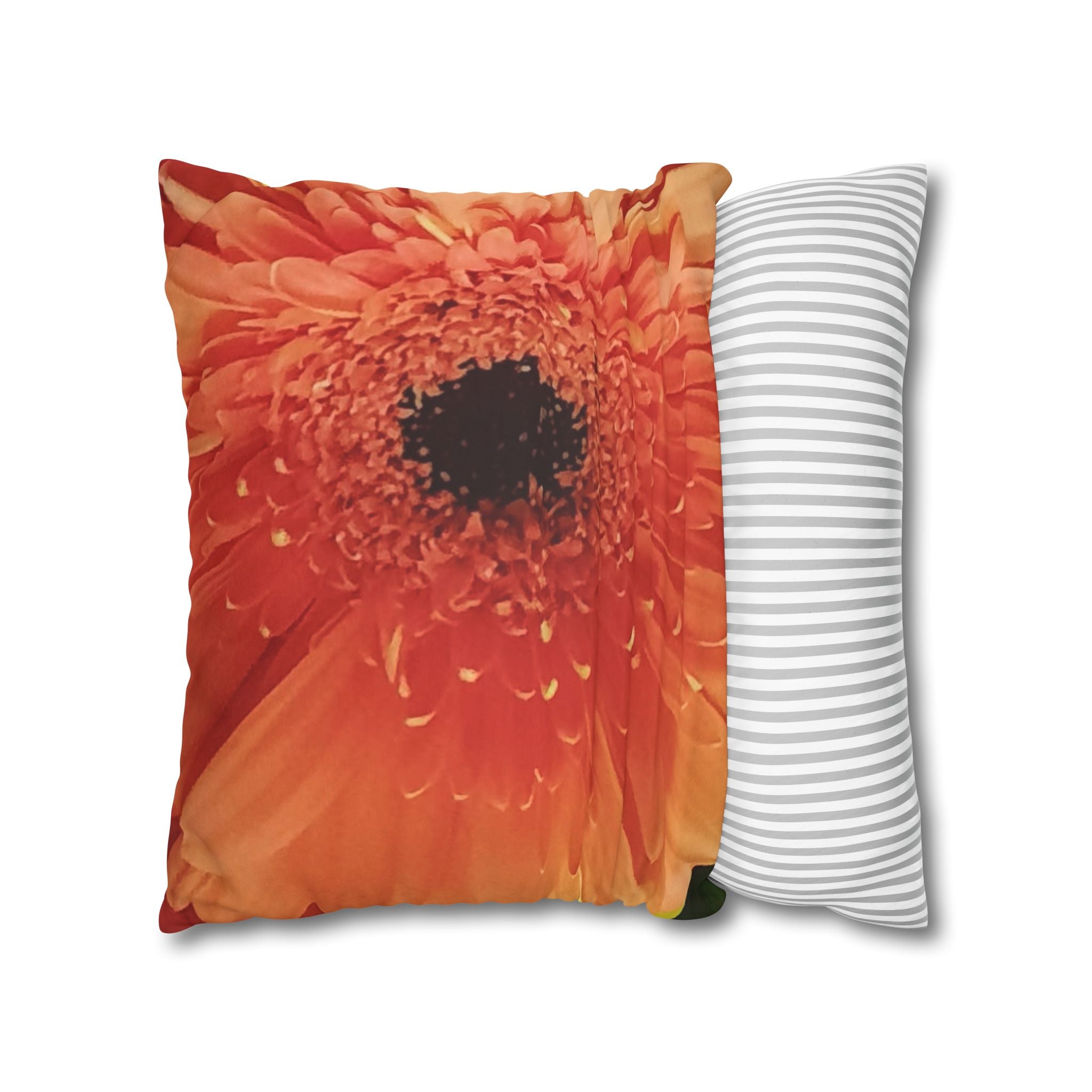 Floral Faux Suede Pillowcase — Yellow & Peach Daisy Accent Cushion Cover