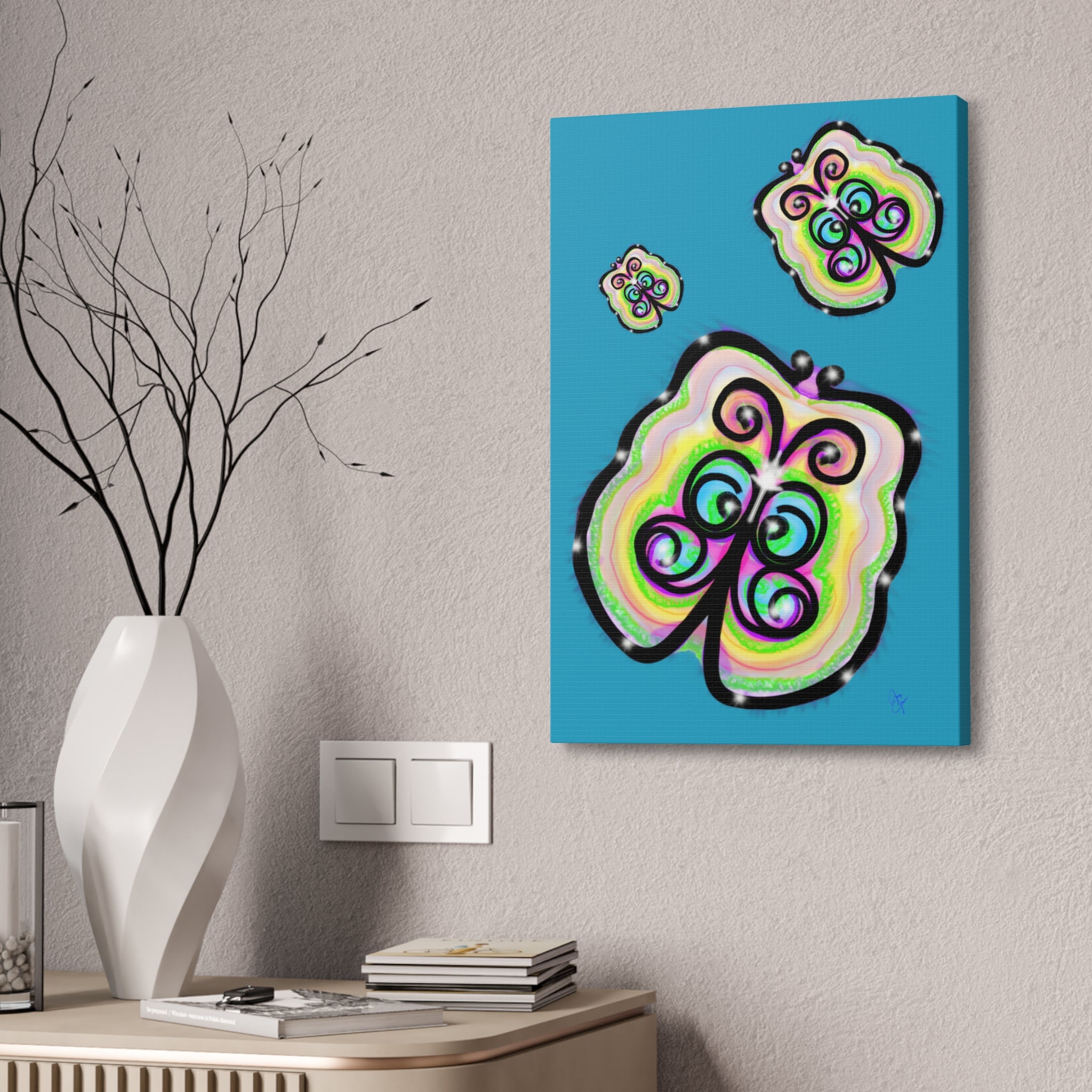 Abstract Rainbow Butterfly Canvas Print — Colorful Pop Art Wall Decor (Stretched 1.5")