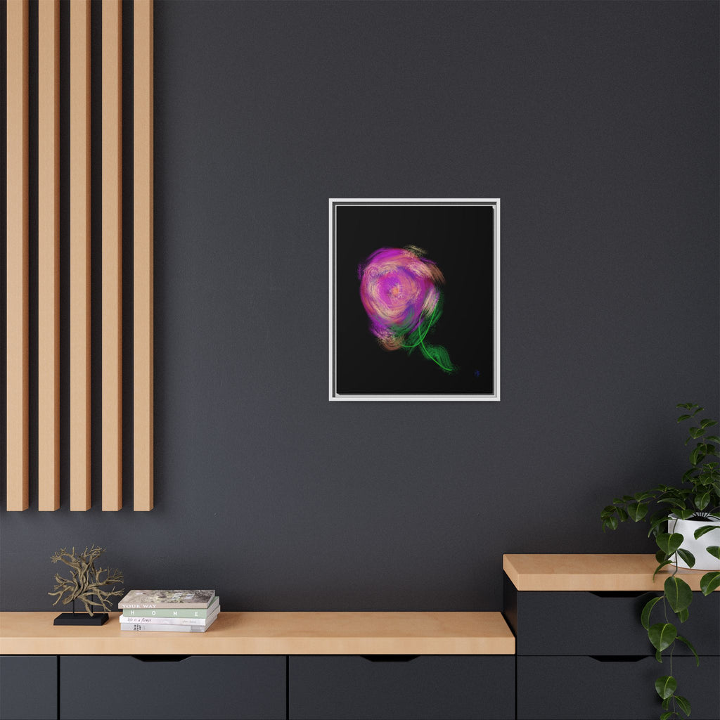 Abstract Rose Swirl Matte Framed Canvas — Multicolor Floral Wall Art