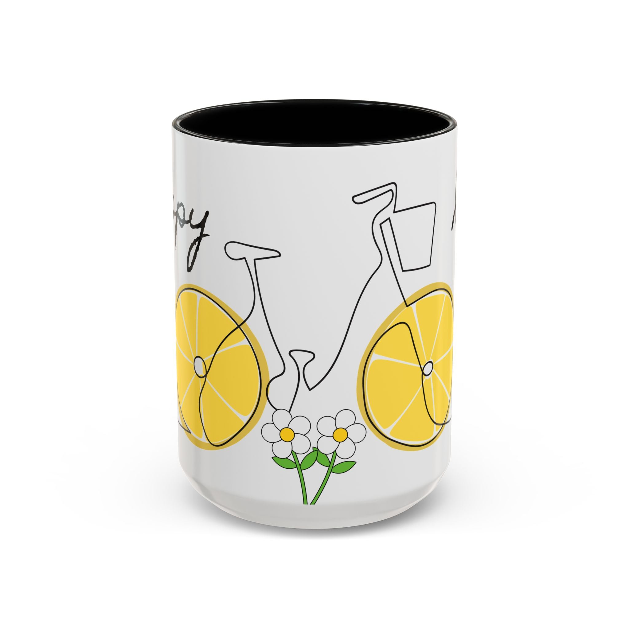 Lemon Bike Coffee Mug — 'Happy Day' Accent Ceramic Mug (11/15oz)