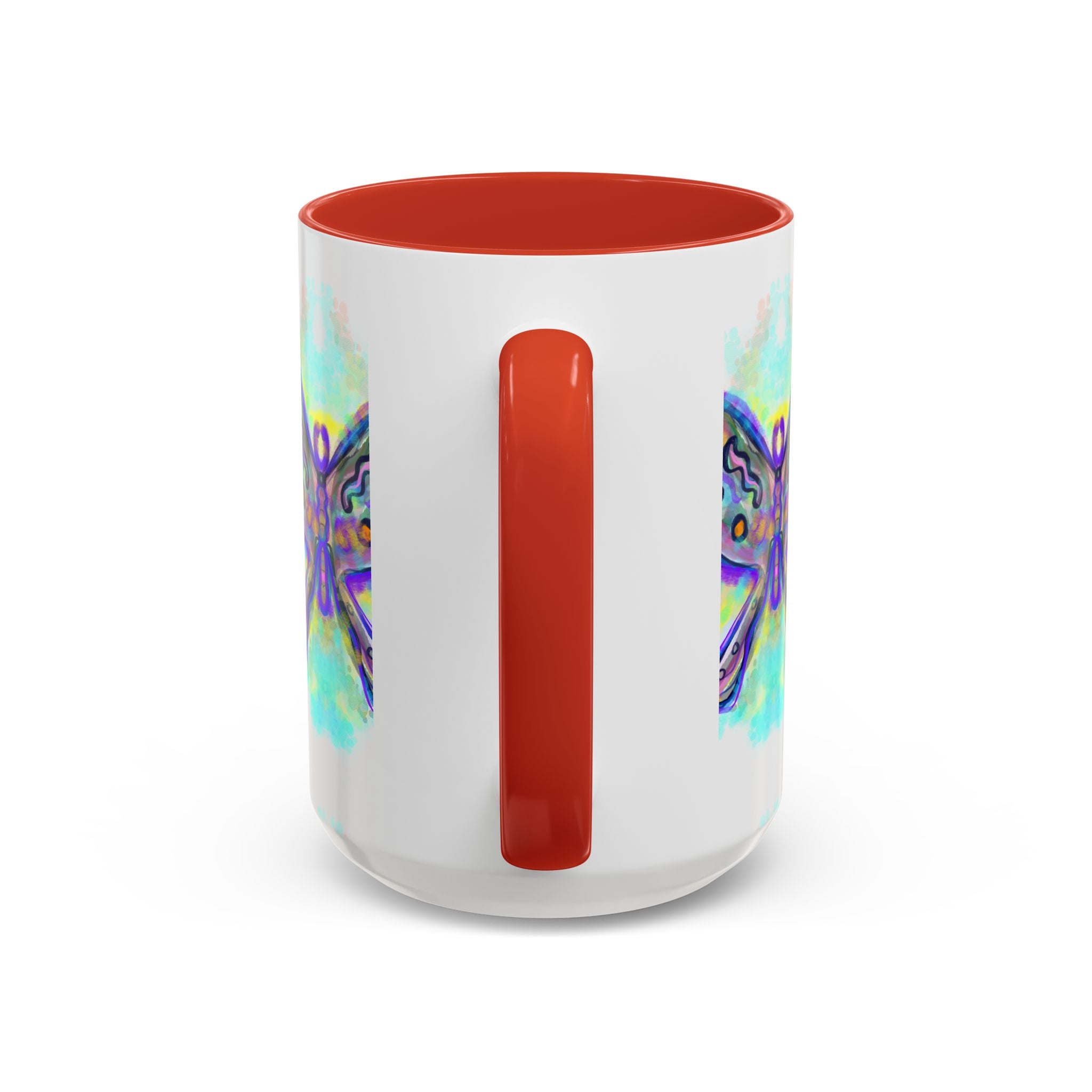 Butterfly Accent Coffee Mug — Colorful Watercolor Butterfly Design (11/15oz)