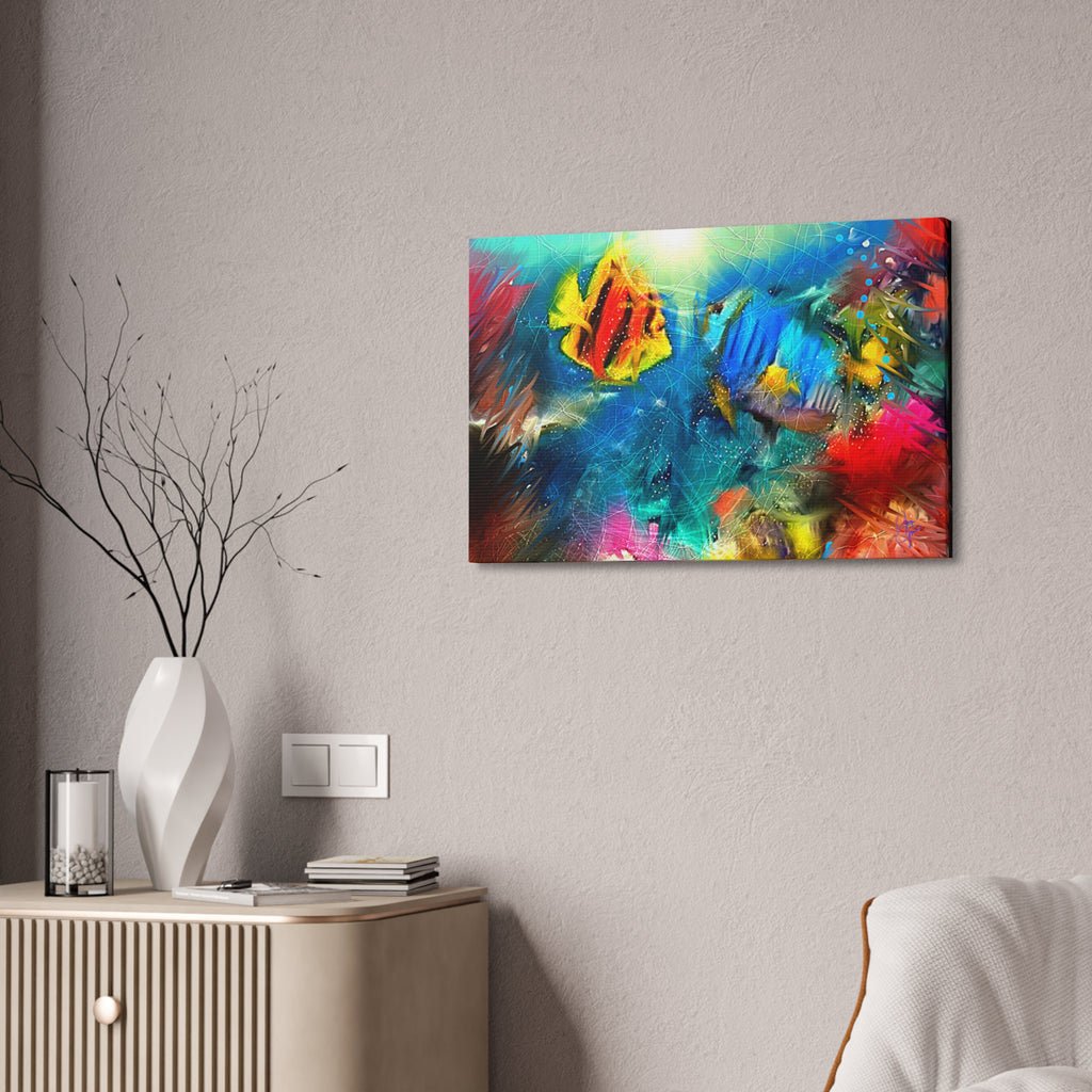 Abstract Tropical Fish Canvas – Colorful Ocean Wall Art (Stretched 1.5")