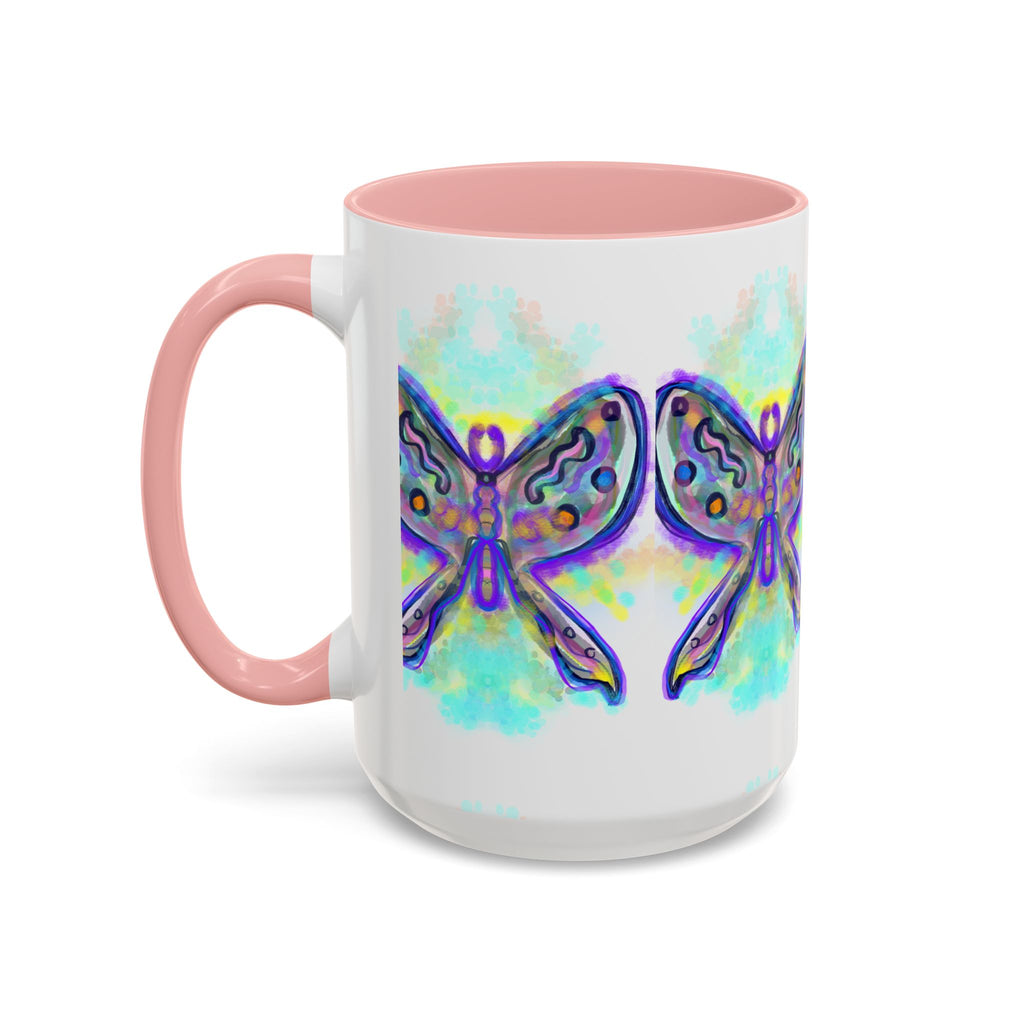 Butterfly Accent Coffee Mug — Colorful Watercolor Butterfly Design (11/15oz)