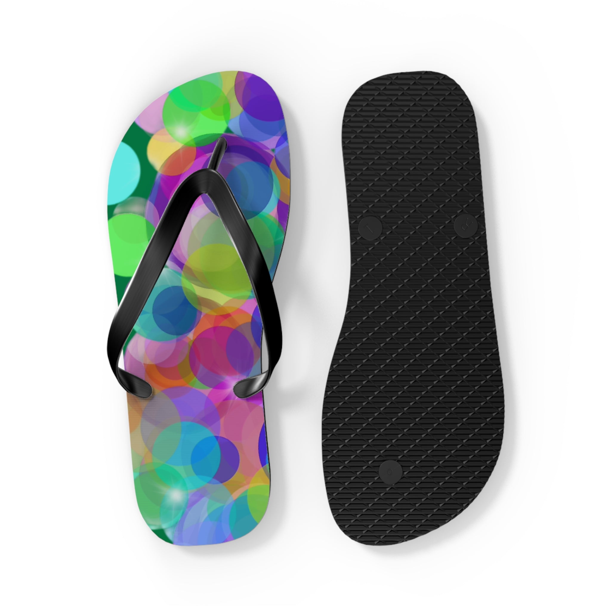 Flip Flops — Colorful Bokeh Circle Pattern Summer Sandals