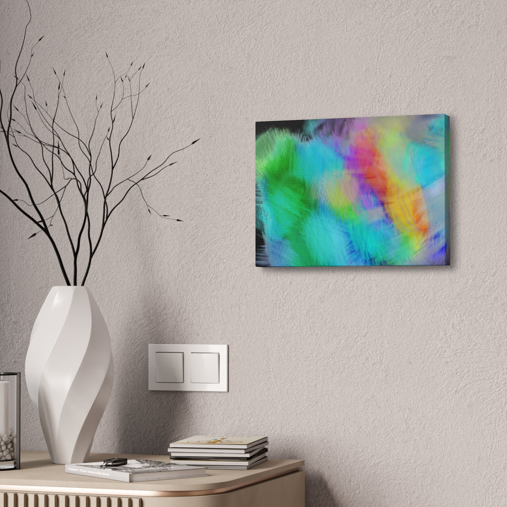 Abstract Pastel Watercolor Canvas Wall Art – Vibrant Rainbow Clouds Stretched Canvas