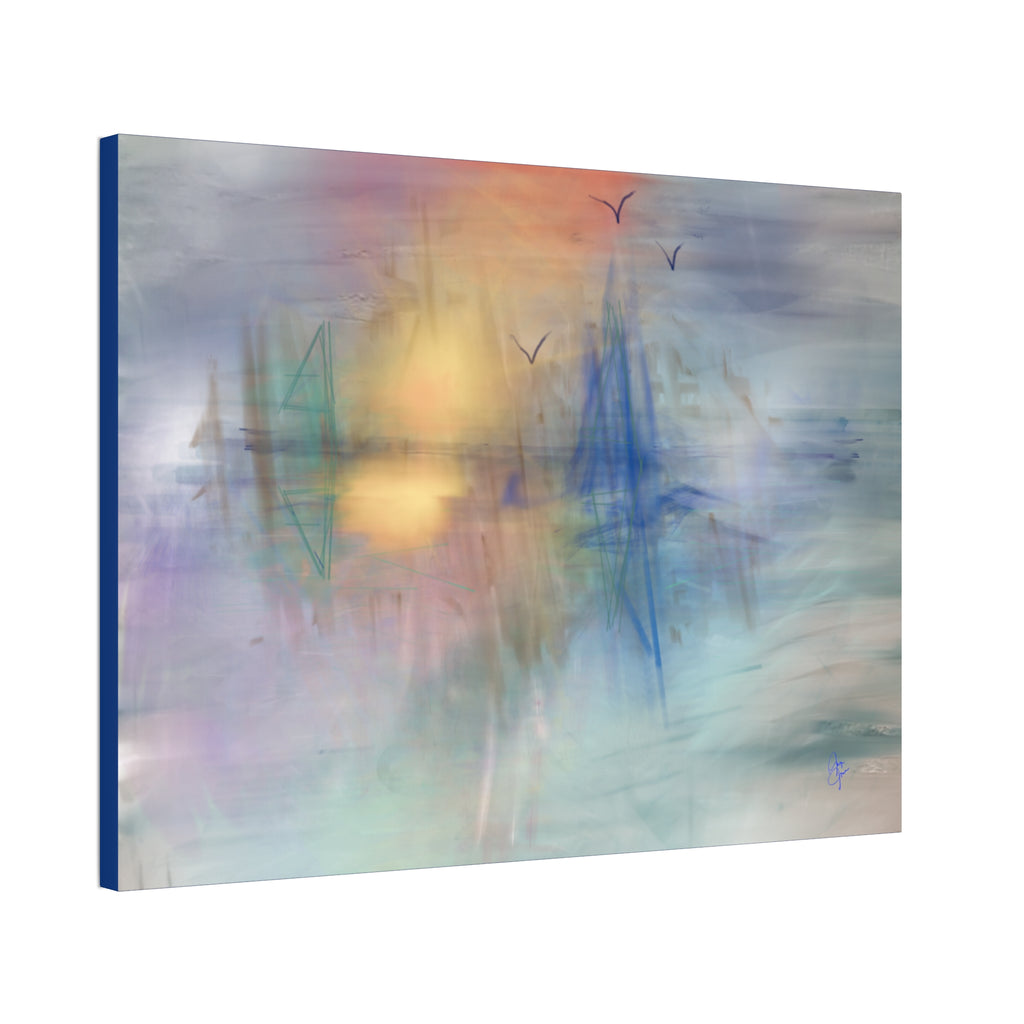 Sunset Harbor Abstract Canvas Wall Art – Stretched 1.5"