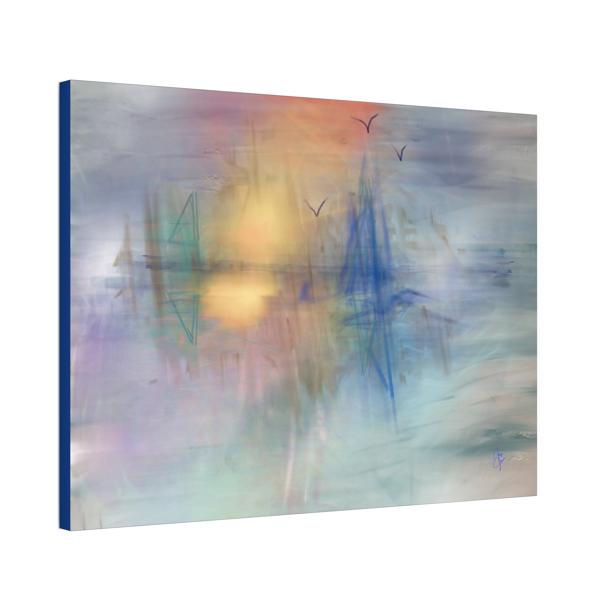 Sunset Harbor Abstract Canvas Wall Art – Stretched 1.5"