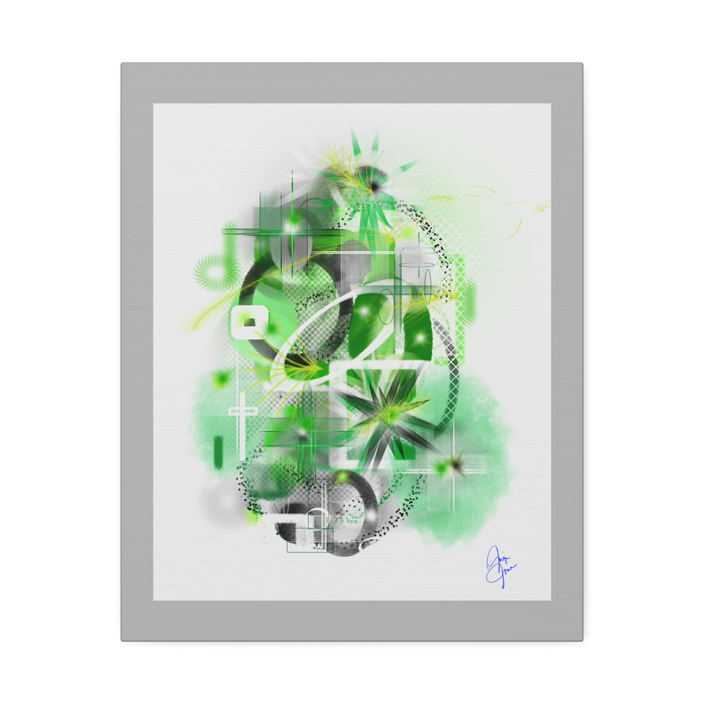 Abstract Green Geometric Canvas Stretched Print