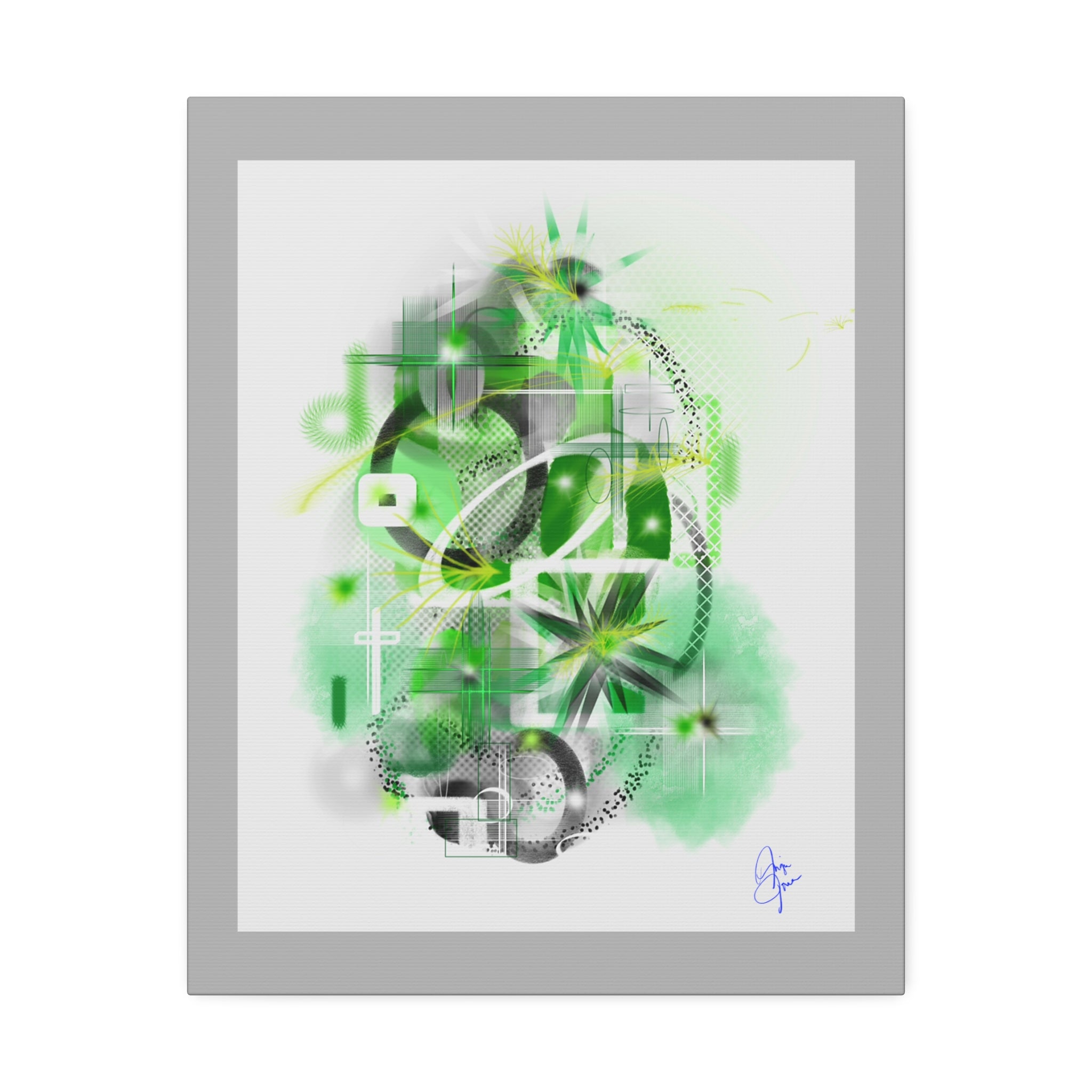 Abstract Green Geometric Canvas Stretched Print
