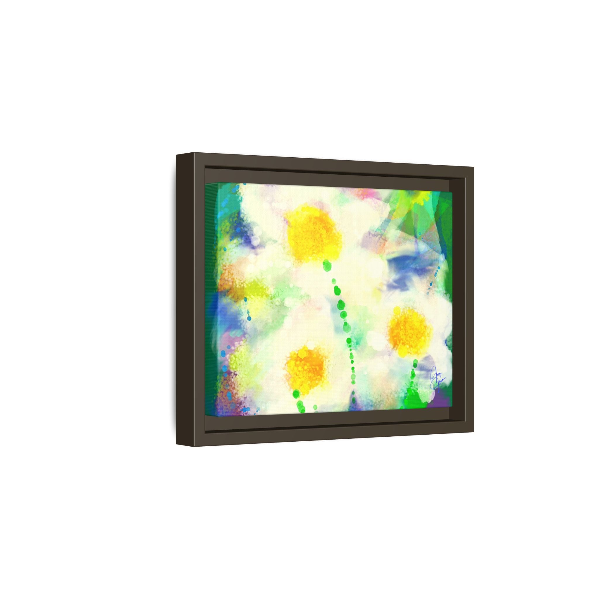 Framed Matte Canvas - Watercolor Yellow Floral Abstract Wall Art