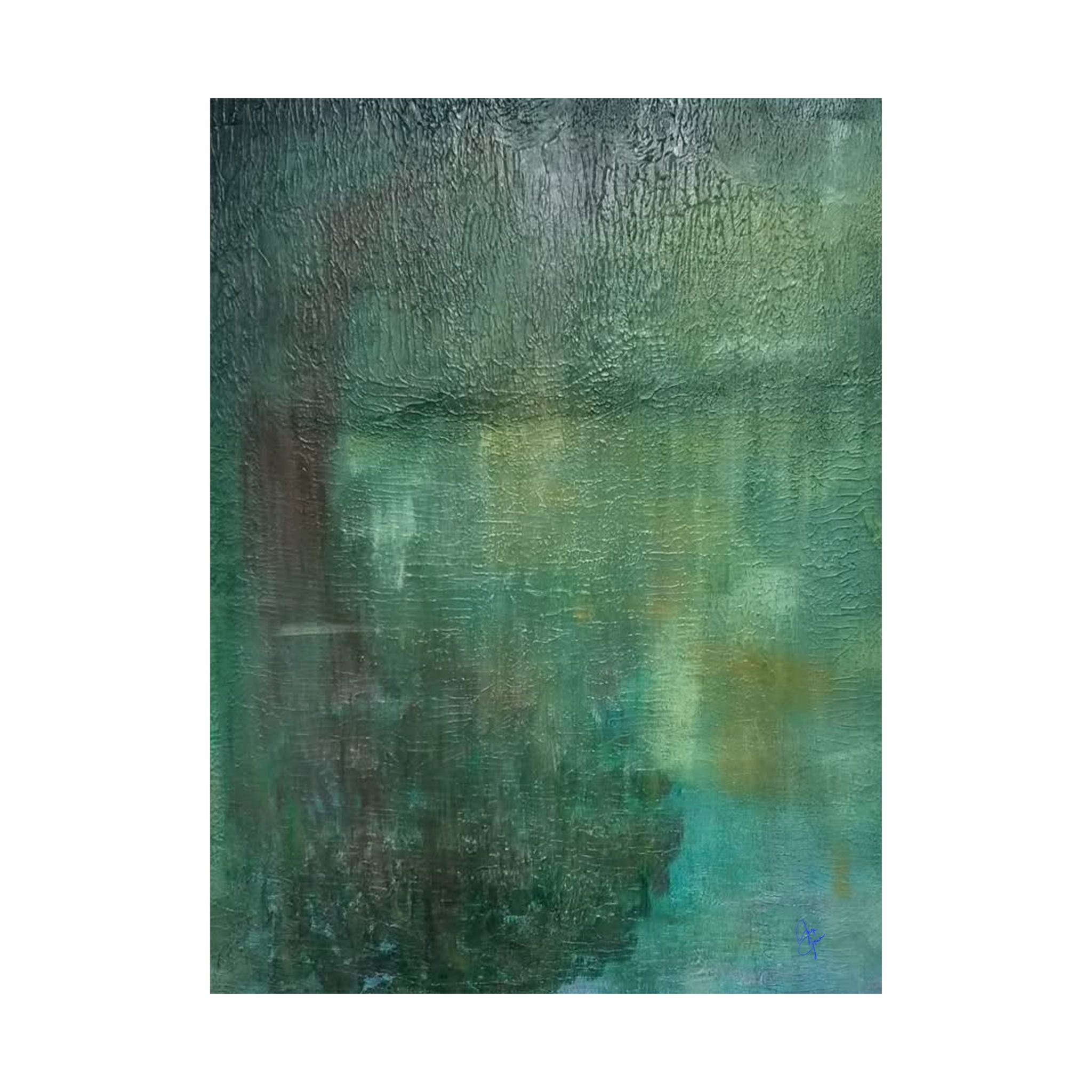 Abstract Teal Canvas Matte Poster — Serene Green Wall Art