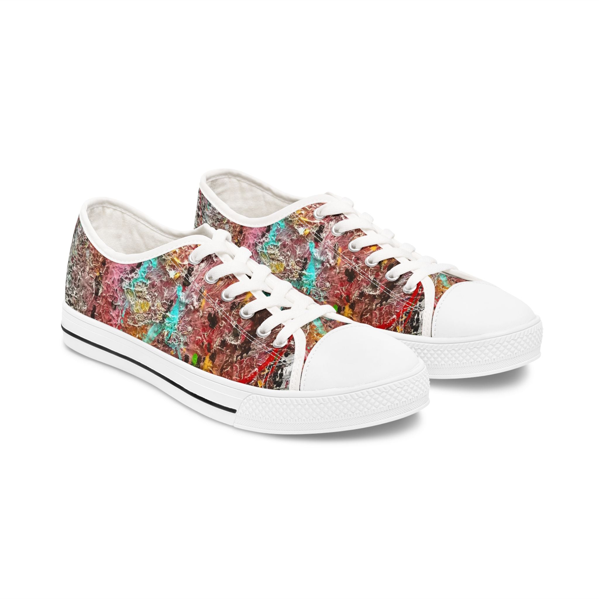 Women's Low Top Sneakers — Colorful Abstract Graffiti Print Casual Shoes