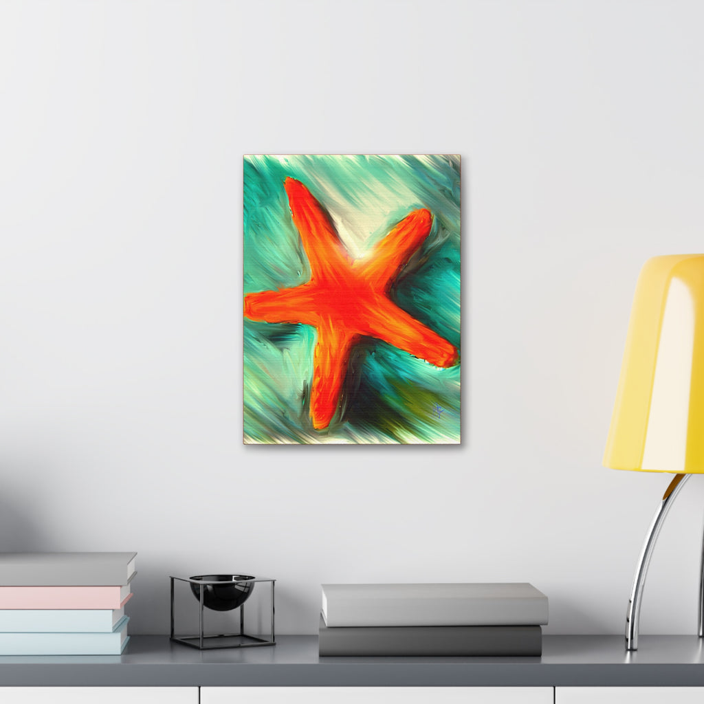 Starfish Wall Art Canvas — Stretched 1.5" Coastal Beach Décor