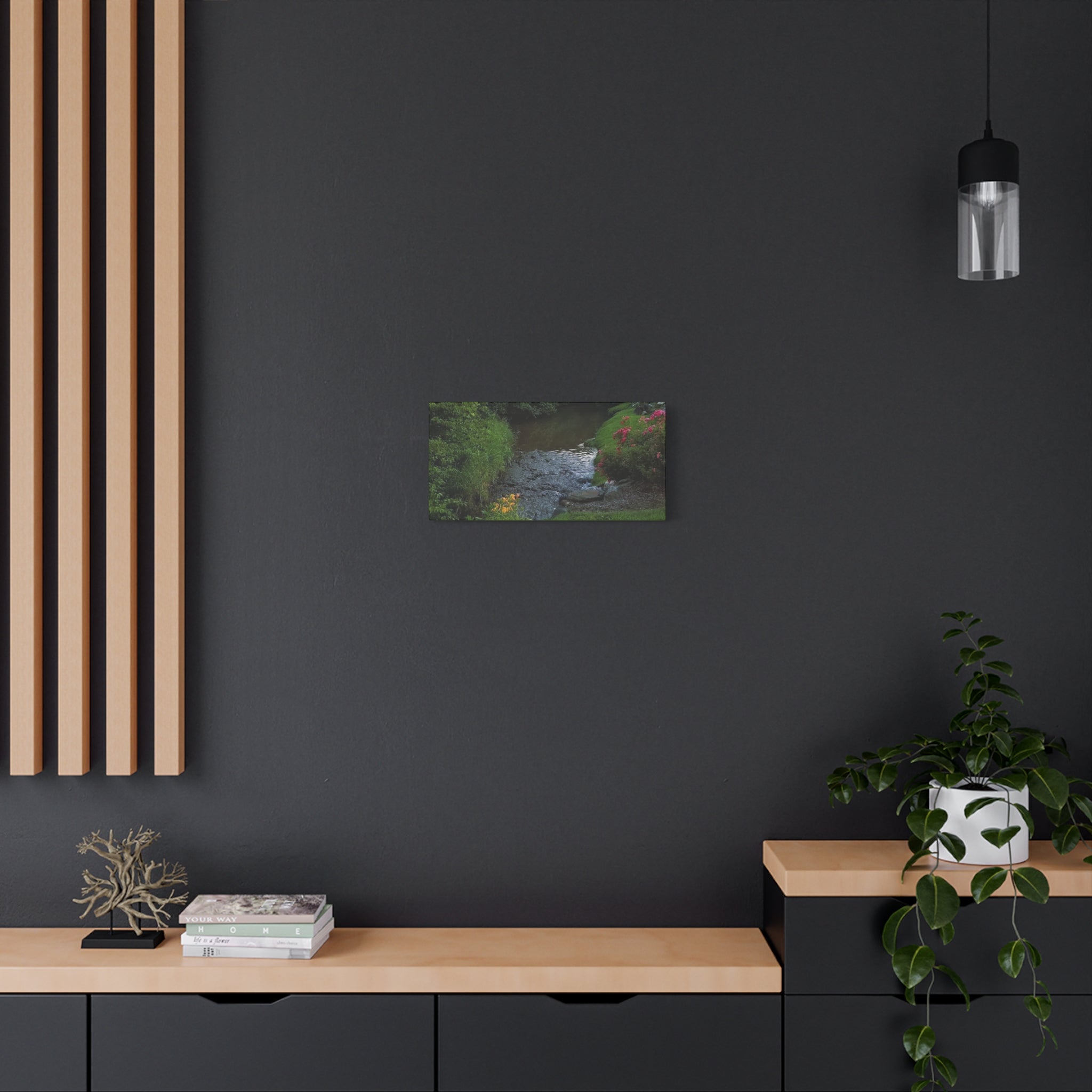 Tranquil Stream Garden — Matte Stretched Canvas Wall Art