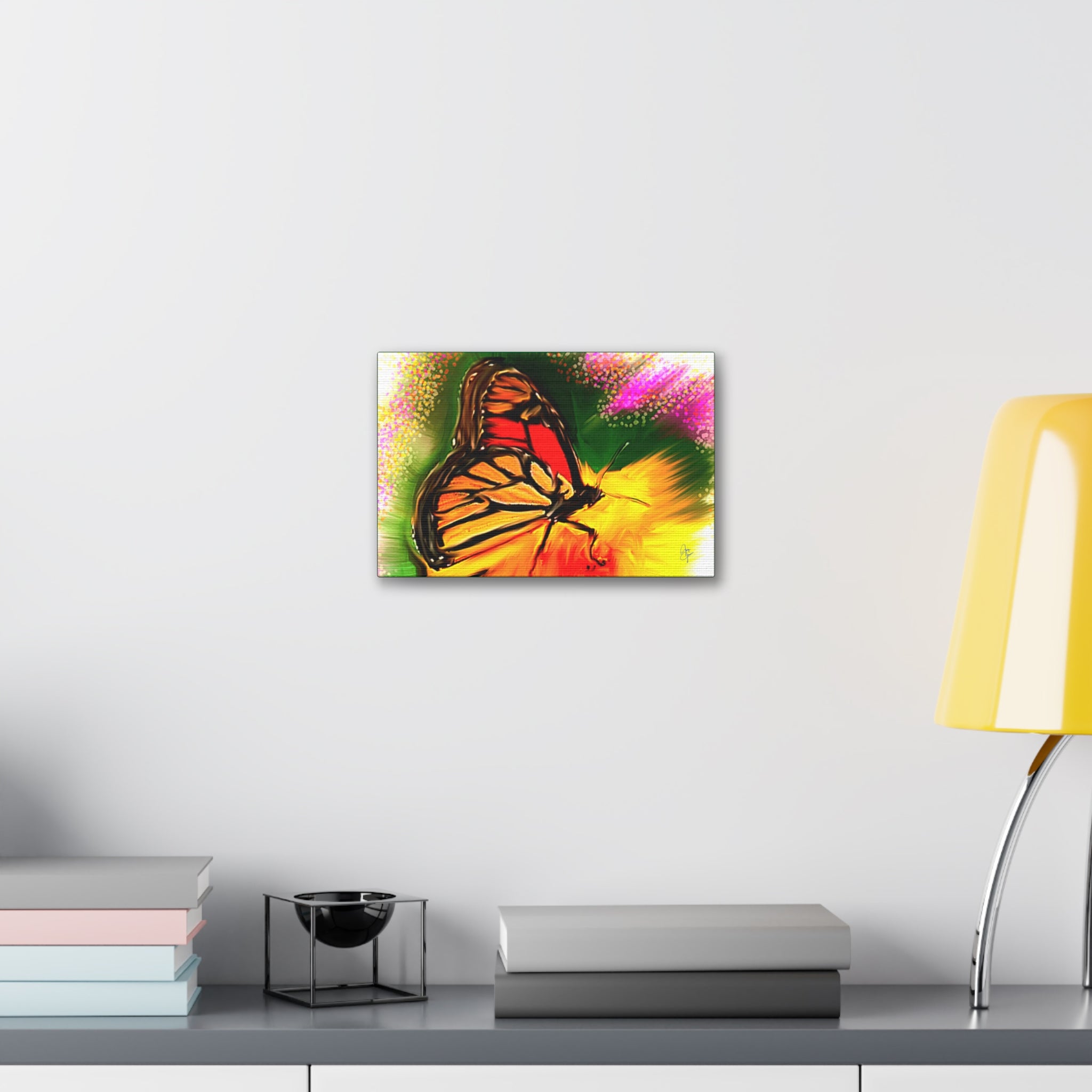 Butterfly Garden Canvas Stretched Art – Vibrant Monarch Wall Decor (1.5" Depth)