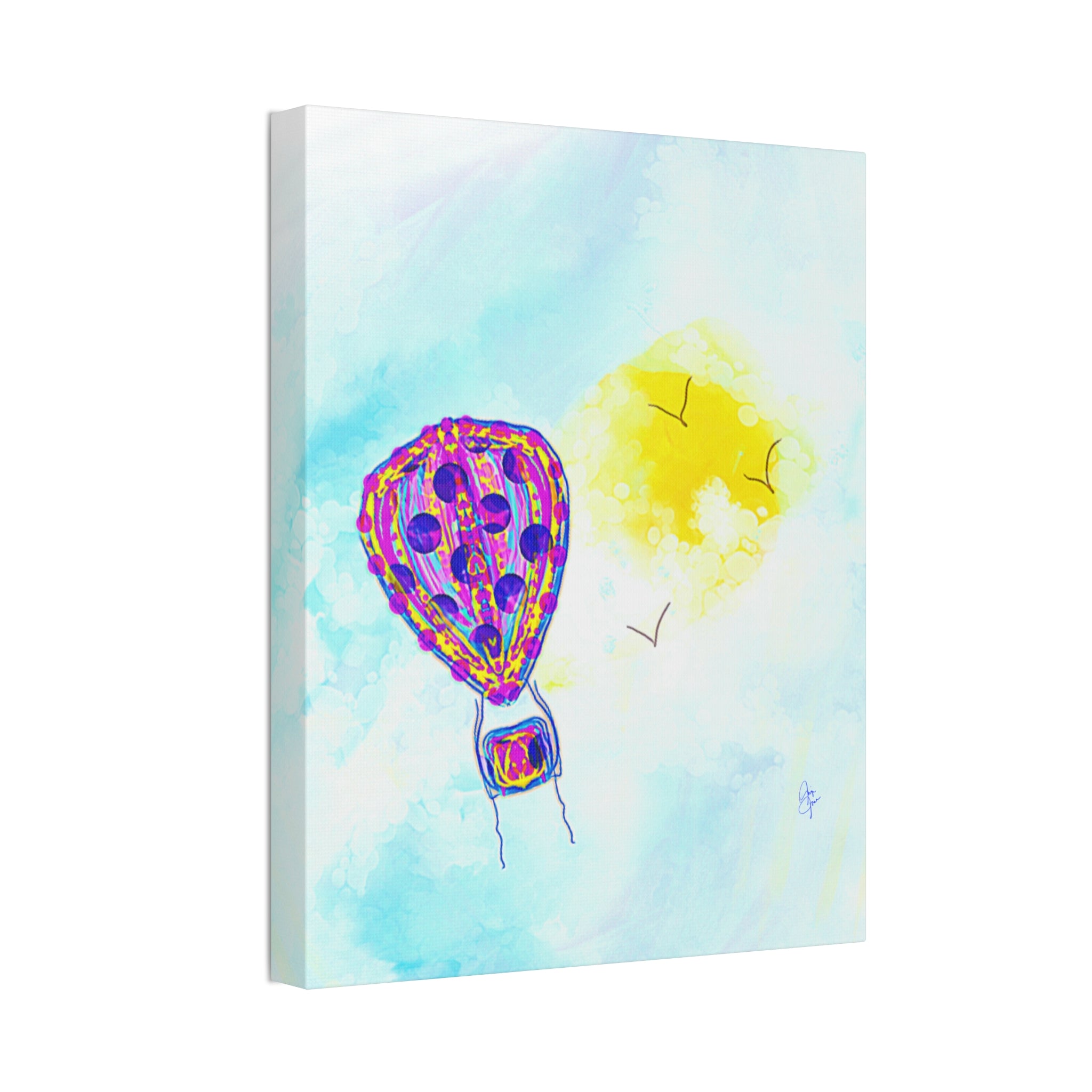 Hot Air Balloon Canvas Art – Whimsical Sunshine Nursery Wall Décor (Stretched Canvas)