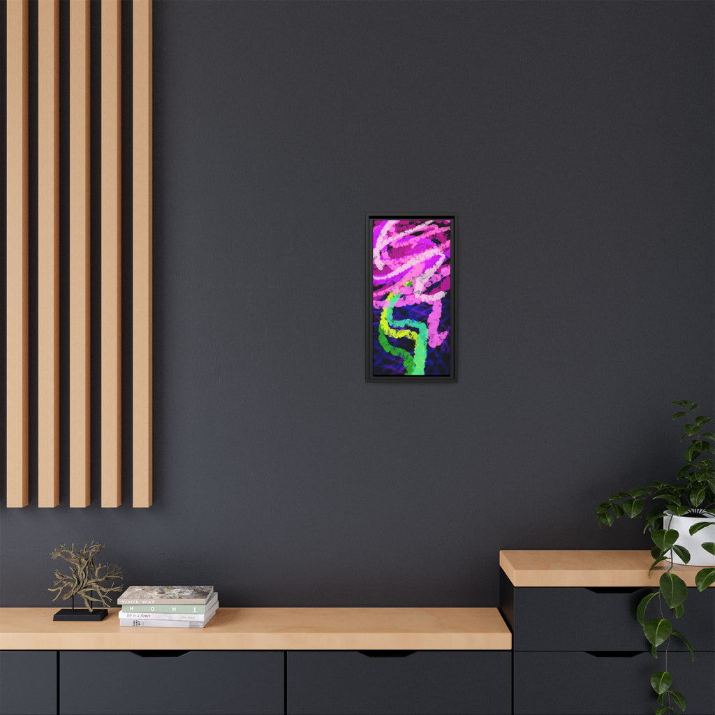 Framed Matte Canvas - Neon Rose Abstract Wall Art