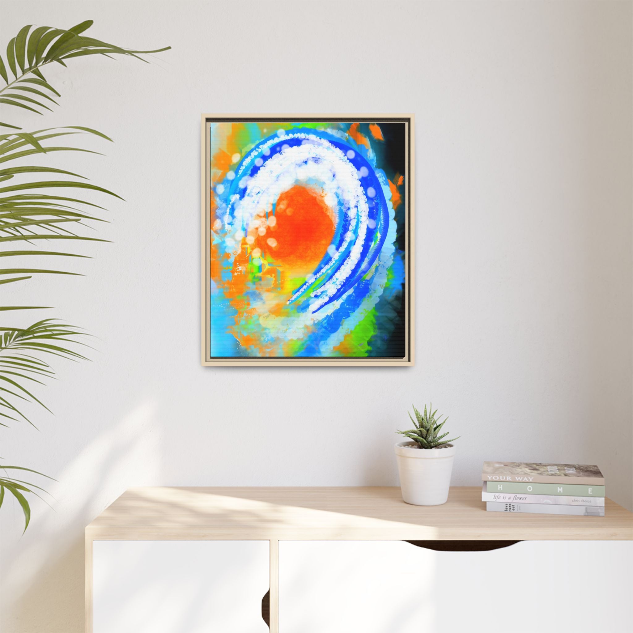 Abstract Ocean Wave Matte Canvas Print — Framed Multi‑Color Wall Art