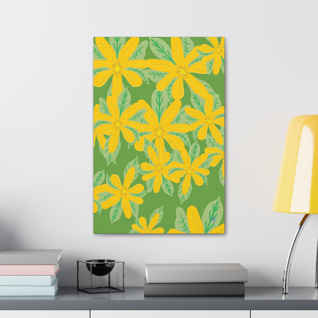 Yellow Daisy Canvas Wall Art — Bright Floral Stretched Canvas (1.5" Depth)