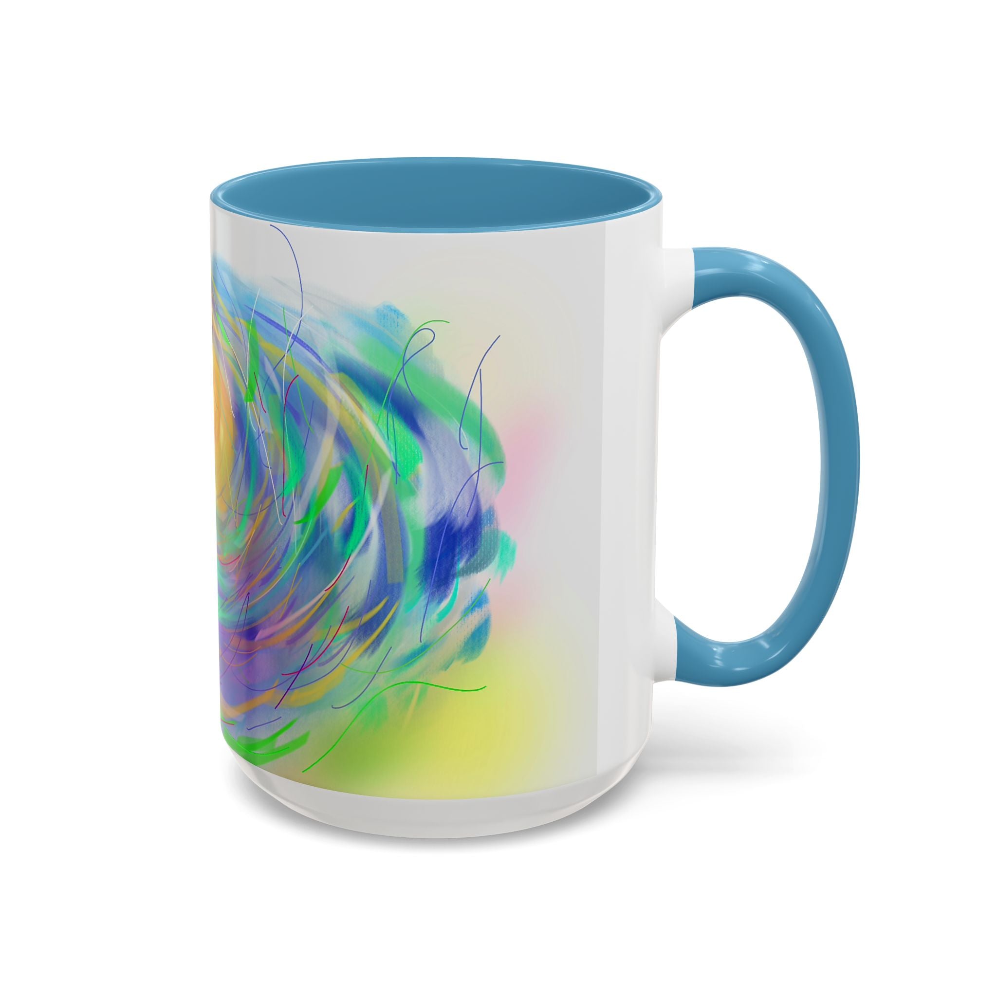 Abstract Sunrise Accent Coffee Mug — Colorful Swirl Art Coffee Cup (11/15oz)