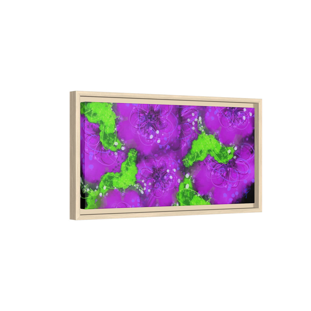 Framed Floral Canvas Print — Matte Multi-Color Blooms Wall Art