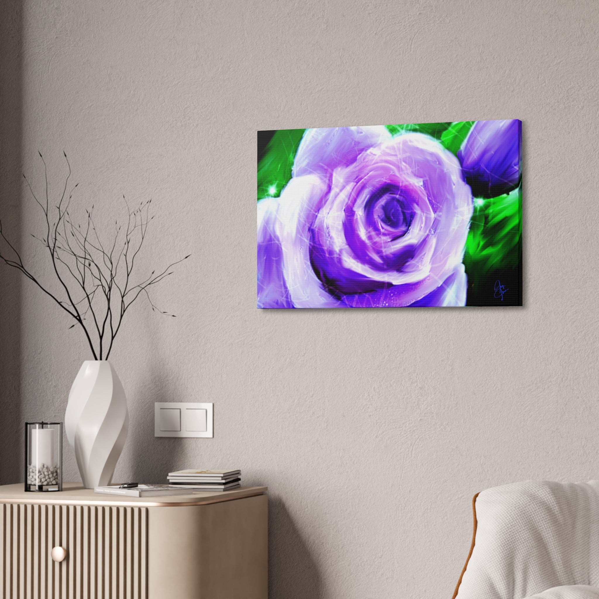 Purple Rose Canvas Print – Stretched 1.5" Floral Wall Art