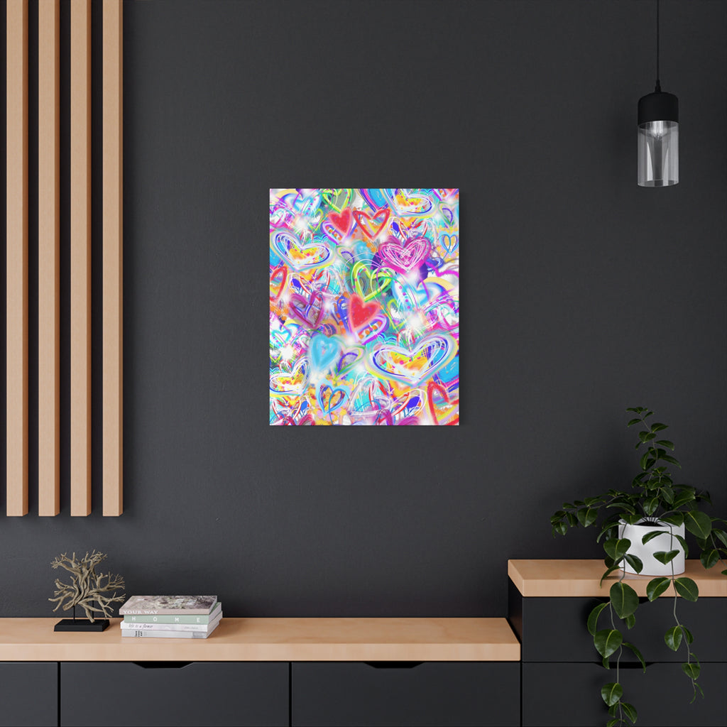 Colorful Heart Graffiti Matte Canvas