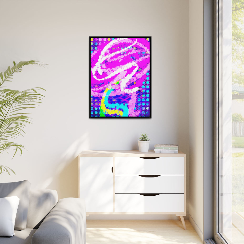 Abstract Neon Pop Art Matte Canvas — Framed Multi‑Color Wall Art