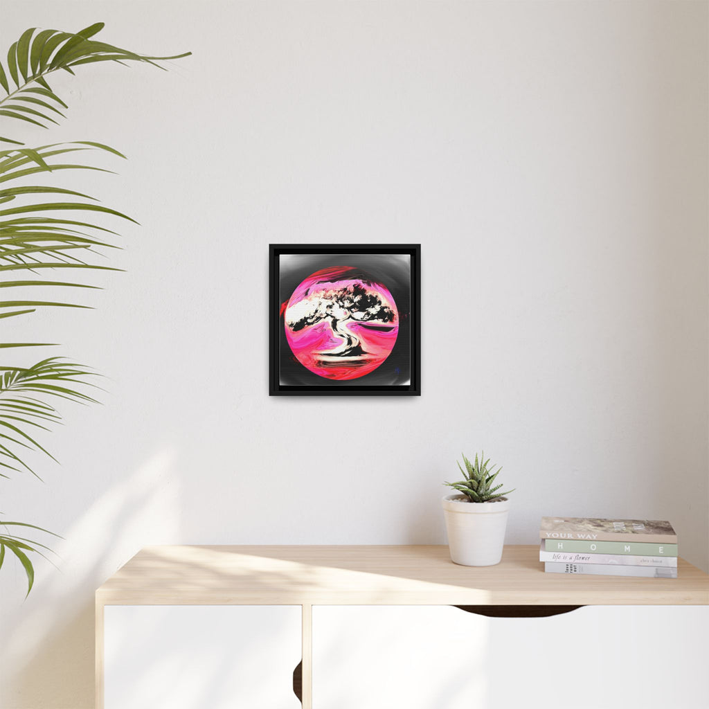 Framed Matte Canvas Art — Pink Marble Bonsai Tree