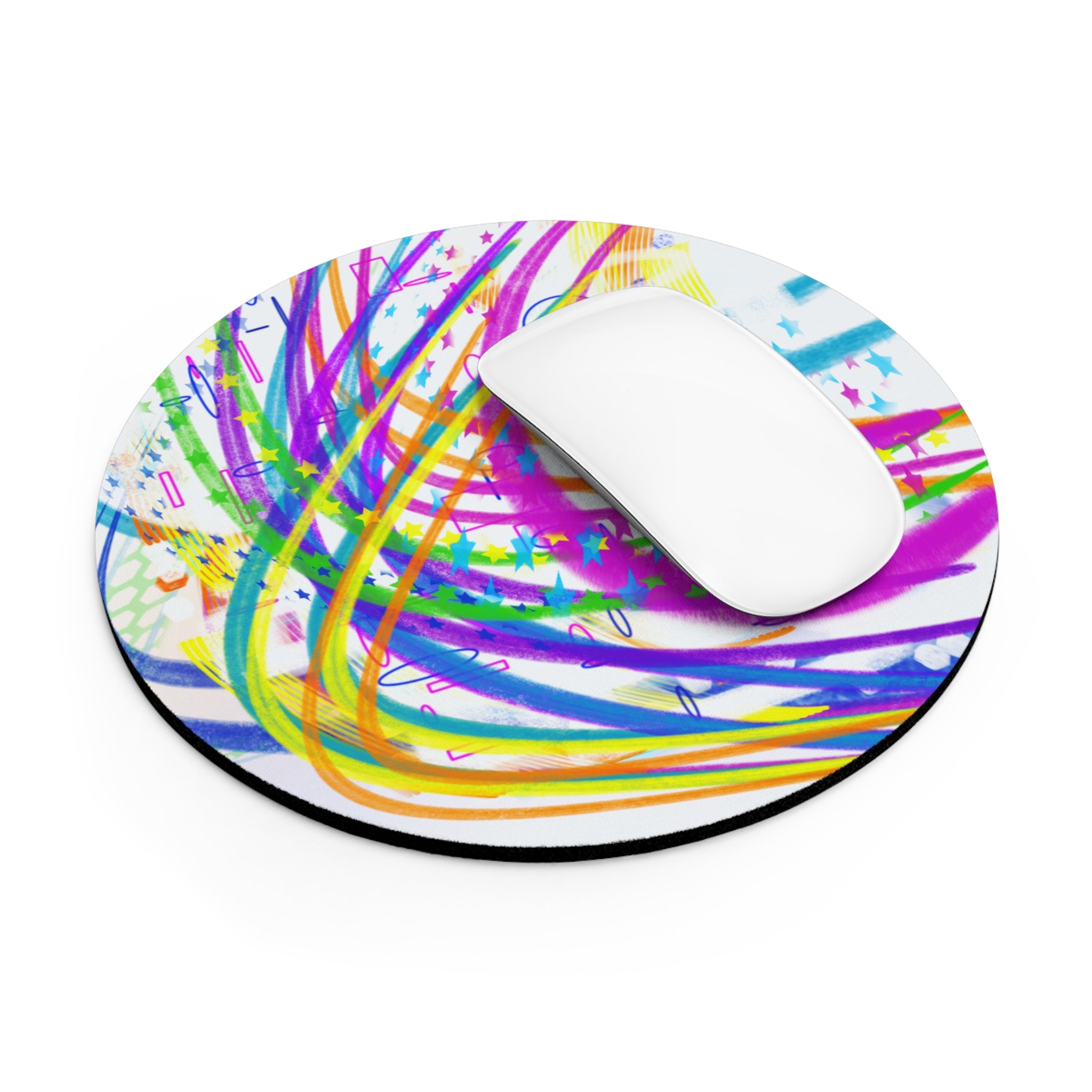 Abstract Rainbow Swirl Mouse Pad — Colorful Artistic Desk Mat for Office & Gaming