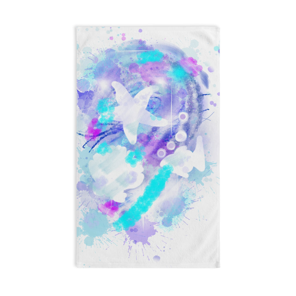 Watercolor Sea Life Hand Towel — Starfish & Shell Beach Spa Towel
