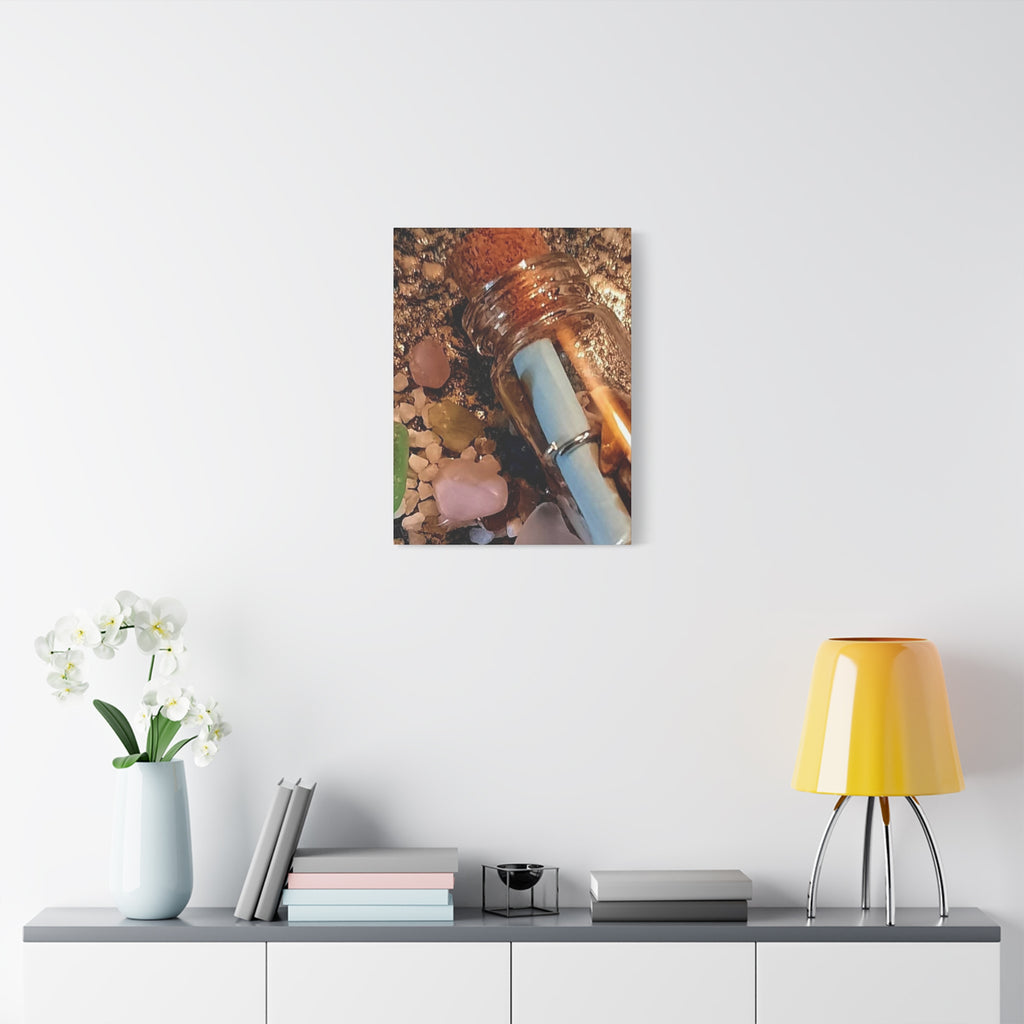Decorative Matte Canvas Wall Art - Beach-Inspired Message in a Bottle
