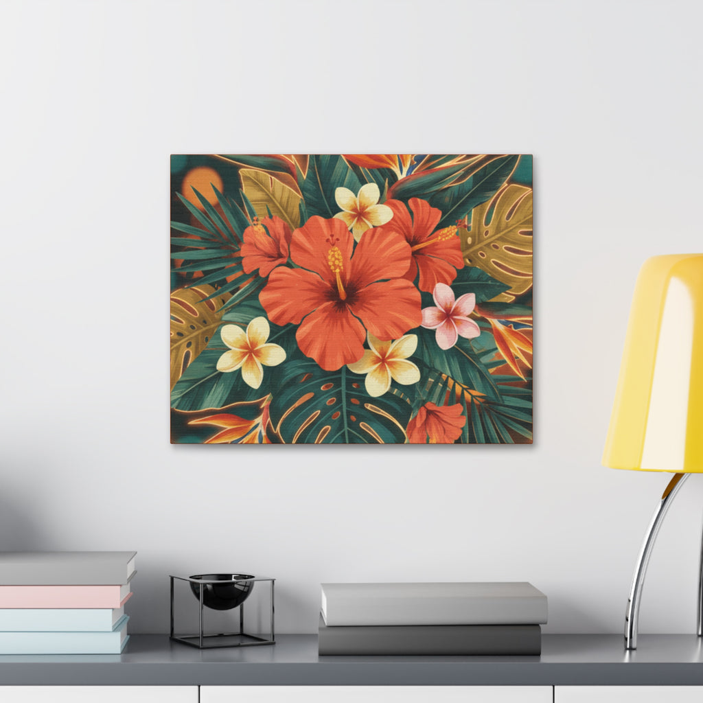 Tropical Hibiscus Canvas Wall Art — Vibrant Floral Stretched Canvas