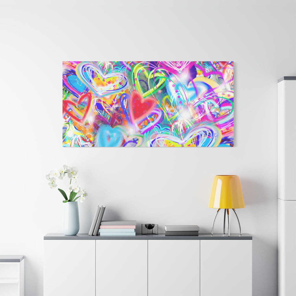 Colorful Heart Graffiti Matte Canvas