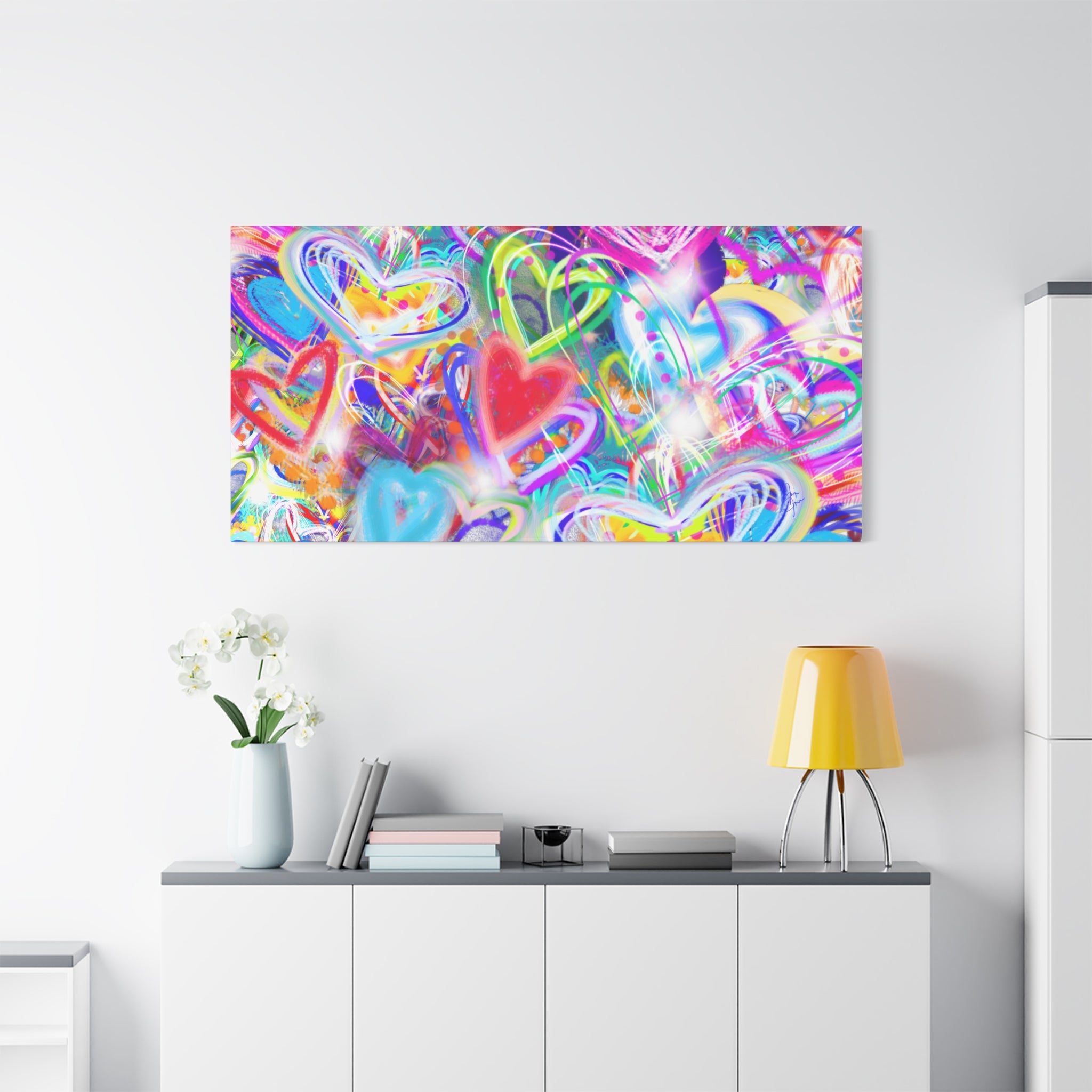 Colorful Heart Graffiti Matte Canvas